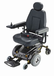 Lindebjerg Kørestol ES-400  - eksempel fra produktgruppen elkørestole, motoriseret styring, klasse b (til indendørs og udendørs brug)