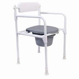 Aqua Foldbar toiletstol - hvid, med brædt og spand  - eksempel fra produktgruppen toilet-badestole uden hjul, højdeindstillelige