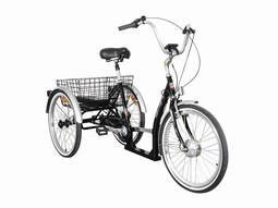 Lindebjerg Senior Cykel model B - 7gear med EL  - eksempel fra produktgruppen trehjulede cykler til én cyklende person, to baghjul