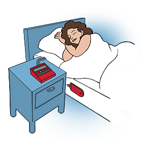 Kvinde der sover med anfaldsalarm på natbord