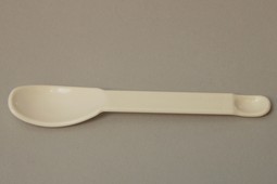 Feeding spoon, white plastic