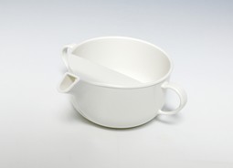 White spout cup with 2 handles, flat