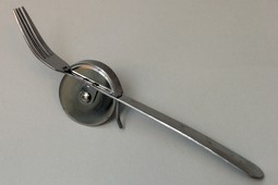 Fork with pizza cutter