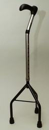 Height adjustable tripod walking stick