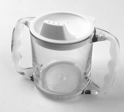 Drinking cup with two handles and lid