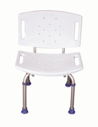 Shower chair with backrest, height adjustable