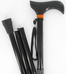 Travel stick Black folding bar with derby handle