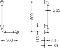HEWI L-formet støttegreb (801-serien) - klik for at se billedet i fuld størrelse - åbner i nyt vindue HEWI L-formet støttegreb (801-serien)