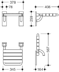 HEWI - Klapsæde (801-serien) - klik for at se billedet i fuld størrelse - åbner i nyt vindue HEWI - Klapsæde (801-serien)