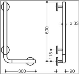 HEWI L-formet støttegreb (950-serien) - klik for at se billedet i fuld størrelse - åbner i nyt vindue HEWI L-formet støttegreb (950-serien)
