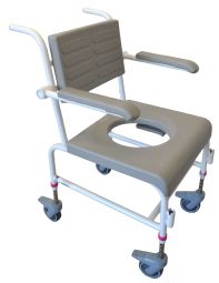 Bade/toiletstol M2 m. skubbehåndtag - klik for at se billedet i fuld størrelse - åbner i nyt vindue Bade/toiletstol M2 m. skubbehåndtag