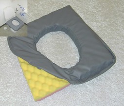 Pressure relief cushion with toilet cut-away (universal use) Pressure relief cushion with toilet cut-away (universal use)