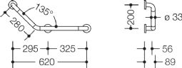 HEWI L-shaped support rail - 135 degrees (801-series)