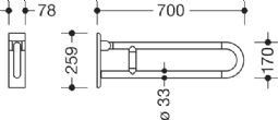 HEWI Hinged support rail, rotating (801-series) - click to see picture in full size - opens new window HEWI Hinged support rail, rotating (801-series)