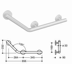 HEWI L-shaped support rail, 135 degrees (950-series) - example from the product group handgrips, fixed, angled HEWI L-shaped support rail, 135 degrees (950-series) - example from the product group handgrips, fixed, angled