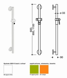 HEWI Shower head holder - 900mm (950-series) HEWI Shower head holder - 900mm (950-series)