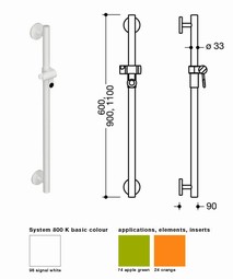 HEWI Shower head holder - 1100mm (950-series) HEWI Shower head holder - 1100mm (950-series)