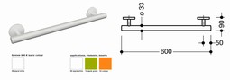 HEWI Support rail - 600 mm (950-seris)