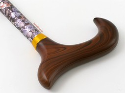 Height adjustable walking stick with flower pattern