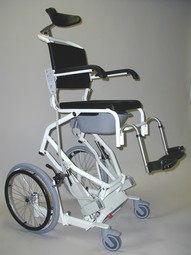 ERGOTIP X EL Commode & Shower Chair, reclining - click to see picture in full size - opens new window ERGOTIP X EL Commode & Shower Chair, reclining