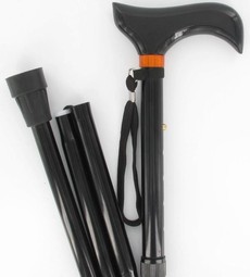 Travel stick Black folding bar with derby handle Travel stick Black folding bar with derby handle