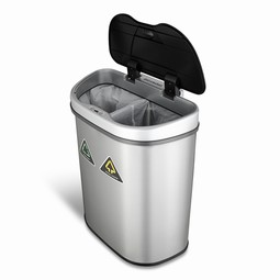Waste bin, sensor controlled, divided into 2 sorting rooms Waste bin, sensor controlled, divided into 2 sorting rooms