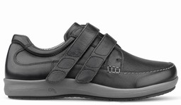Wide shoe with stretch leather and velcro closure