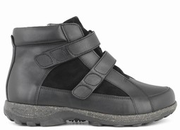 Wide womens boot with stretch leather and velcro closure