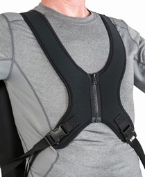 Zipper open - example from the product group harnesses with shoulder fixation for use in a seat Zipper open - example from the product group harnesses with shoulder fixation for use in a seat