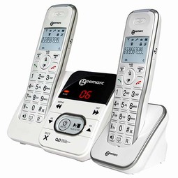 Cordless phone with 2 handsets and built-in answering machine Cordless phone with 2 handsets and built-in answering machine