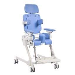 R82 Flamingo Curo toileting and bathing chair on High-Low Frame - click to see picture in full size - opens new window R82 Flamingo Curo toileting and bathing chair on High-Low Frame